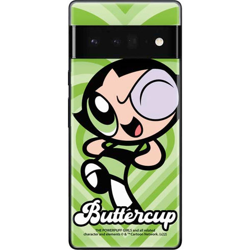 Cartoon Network Powerpuff Girls Buttercup Green Hearts Google Pixel 6 Pro Skin